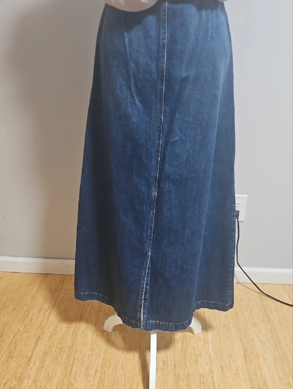 Gaelle Paris Denim Button-Front Maxi Skirt - Dark Blue